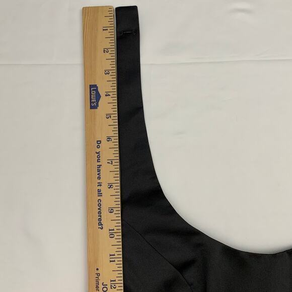 David's Bridal 4 bridesmaid prom formal gown dress Halter Satin Black short NEW - Picture 11 of 13